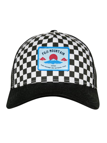 F4NT4STIC Trucker Cap Schachbrett Fuji Mountain in black white