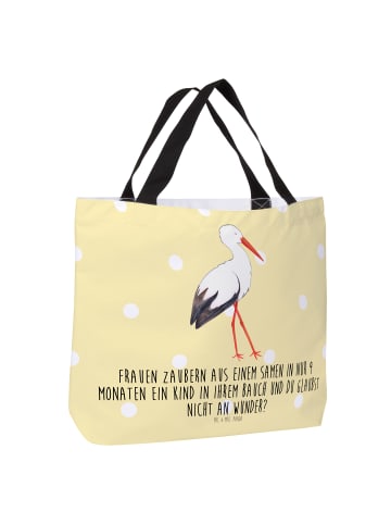 Mr. & Mrs. Panda Tasche Storch mit Spruch in Gelb Pastell