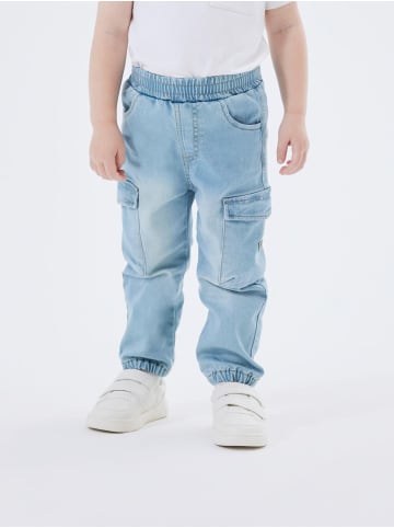 name it Baggy Cargo Jeans Hose Stretch Denim Jogger Pants NMMBEN in Blau