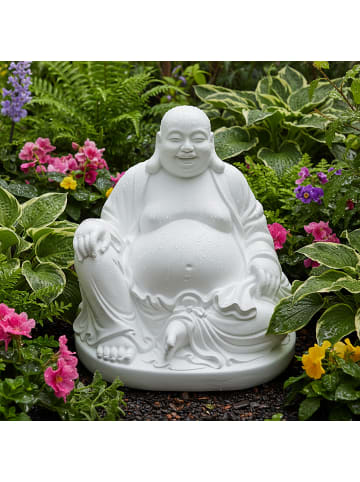 relaxdays Buddha Figur in Weiß - (H)45 cm