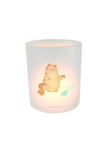Mr. & Mrs. Panda Teelicht Katze Wasserglas ohne Spruch in Transparent
