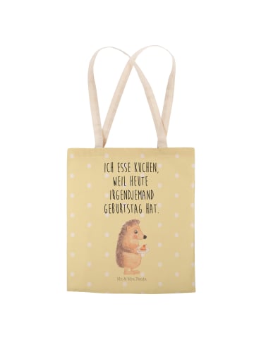 Mr. & Mrs. Panda Shopper Igel Kuchenstück mit Spruch in Gelb Pastell
