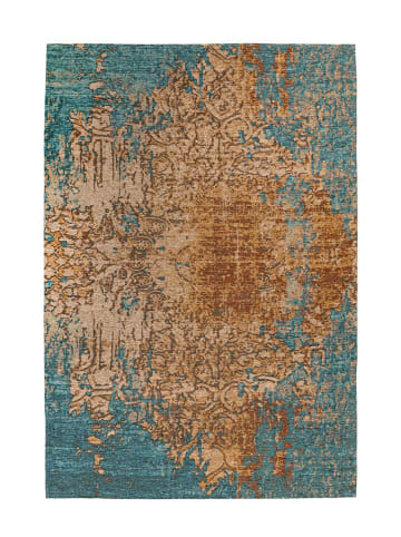 Kayoom Kurzflor Teppich Primavera 725 in sand - blau - rechteckig