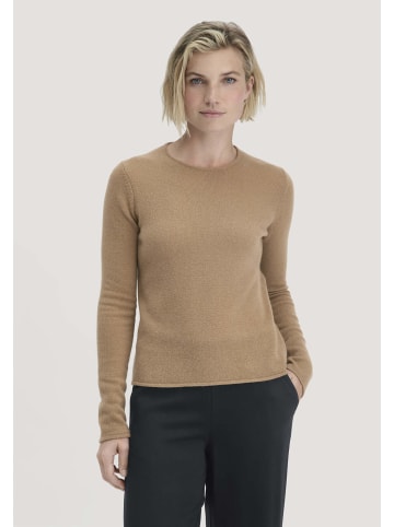 Hessnatur Strick Pullover Regular in dunkles camel