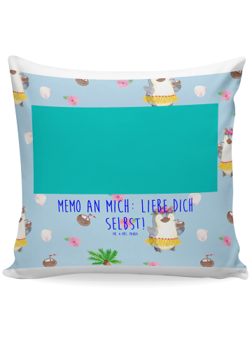 Mr. & Mrs. Panda Kuschel Kissen Pinguin Kokosnuss ohne Spruch in Blau