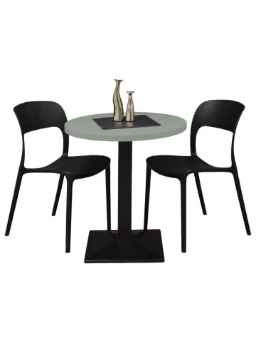 58 aufm Kessel BARTISCH rund Elanur 70 cm schwarz matt/Pinie green matt lack