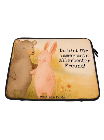 Mr. & Mrs. Panda Laptop Tasche Bär und Hase Umarmen Design mit S... in Weiß