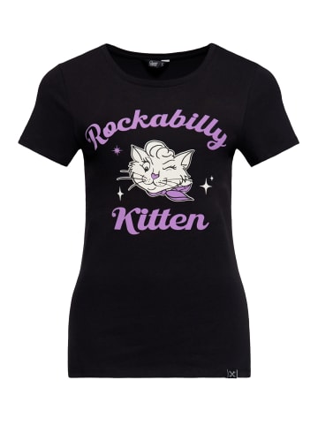 Queen Kerosin Queen Kerosin T-Shirt Rockabilly Kitten in schwarz