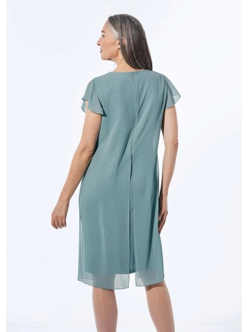 GOLDNER Kurzgröße:  Etuikleid mit Chiffonüberwurf in thymian