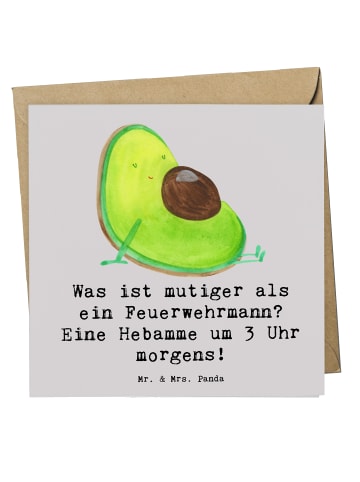 Mr. & Mrs. Panda Einladungskarte Mutige Hebamme mit Spruch in Grau Pastell