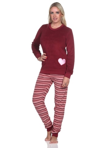 NORMANN Frottee Schlafanzug Bündchen - 82649 in rot