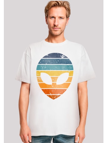 F4NT4STIC Heavy Oversize T-Shirt Alien Sonnenuntergang Retro in weiß