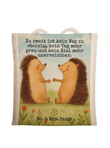 Mr. & Mrs. Panda Tote Bag Hochzeit Igel Design mit Spruch in Weiß