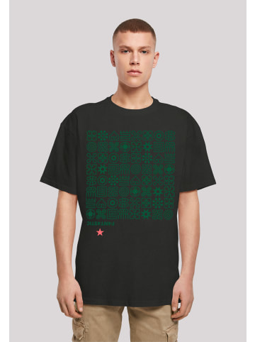 F4NT4STIC Heavy Oversize T-Shirt Muster Grün Symbole in schwarz