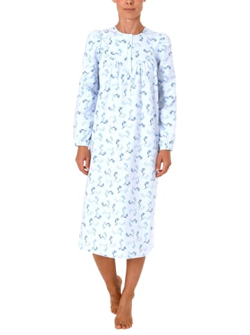 NORMANN Finett Nachthemd Knopfleiste am Hals - 37479 in blau