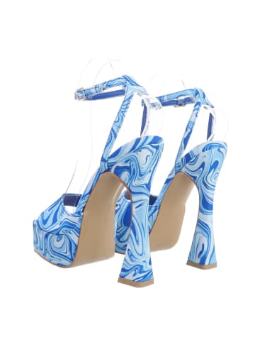 Ital-Design High-Heel Sandalette in Blau und Weiß