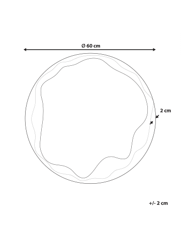 Beliani Wandspiegel LANGON in Braun - (W) 60 x (H) 60 x (L) 2 cm Horizontal