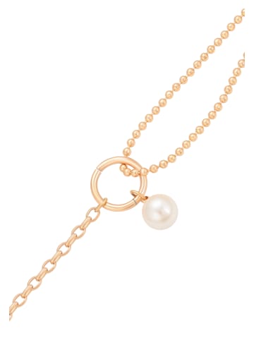faina Women Chain Link Bracelet With Beads in Rose Gold White
