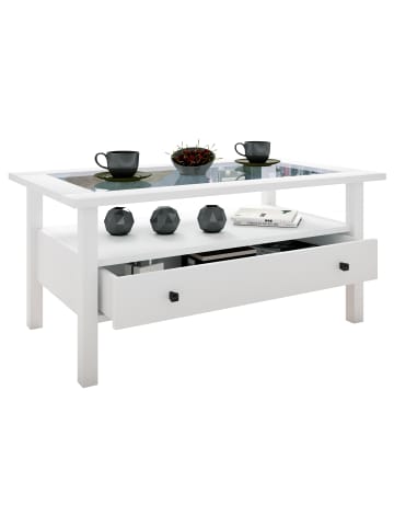 VCM  Holz Sofatisch Couchtisch Schublade Lingis L in Weiß