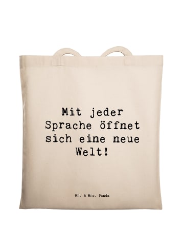 Mr. & Mrs. Panda Jutetasche Spruch Sprachen lernen mit Spruch in Creme