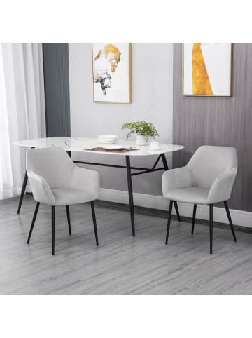 HOMCOM Esszimmerstuhl in Hellgrau 54L x 57B x 80H cm