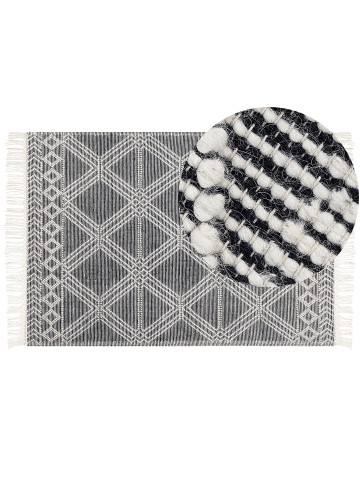 Beliani Kurzflor TOPRAKKALE in Grau/Weiß - (W) 160 x (L) 230 cm