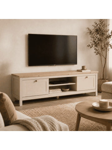 CALICOSY TV-Lowboard LUND in Beige - (W)160 x (H)45 x (L)40 cm