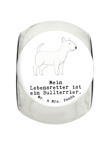 Mr. & Mrs. Panda Leckerli Glas Bullterrier Lebensretter mit Spruch in Weiß