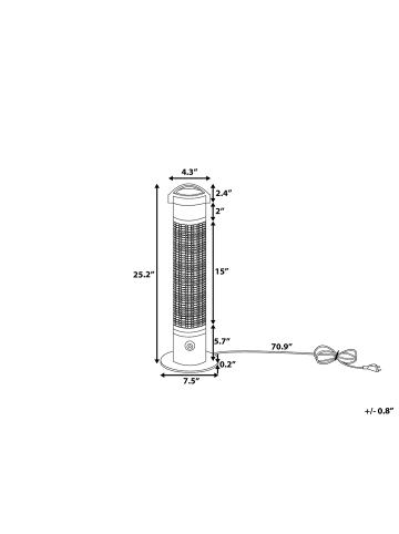 Beliani Terrassenstrahler VEZUVIO in Schwarz/Silber - (W) 19 x (H) 64 x (L) 19 cm