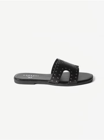 KOROSHI Einfache Sandale mit niedrigem Ledereffekt in Schwarz