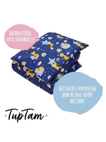 TupTam Kinder Bettdecken Set Gemustert in dunkelblau