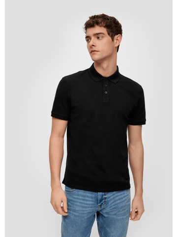 QS Polo-Shirt kurzarm in Schwarz