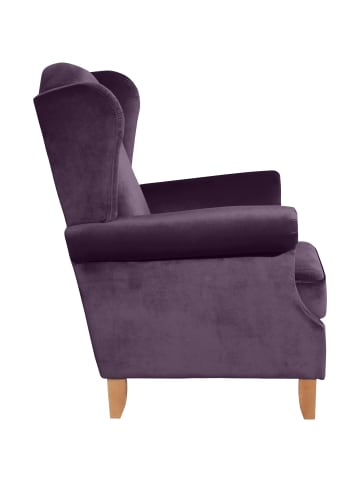 58 aufm Kessel OHRENSESSEL Katria Bezug Samtvelours Buche natur / purple