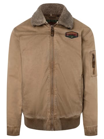 Timezone Klassische Jacke mit flauschigem Kragen und Reißverschluss in Beige
