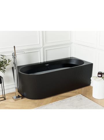 Beliani Eckbadewannen GOCTA in Schwarz - (W) 80 x (H) 60 x (L) 170 cm linksseitig