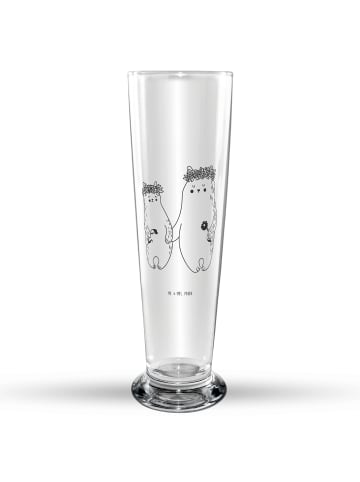 Mr. & Mrs. Panda Bierglas Bären mit Blumenkranz ohne Spruch in Transparent
