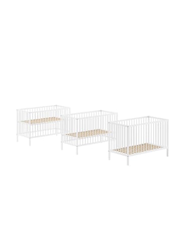 58 aufm Kessel BABYBETT Kara-lynn 124x84x65 aus Massivholz in Buche Weiß