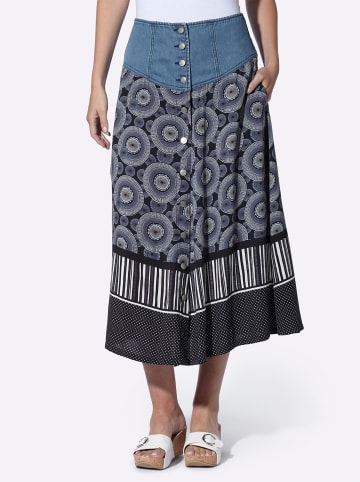 Heine Druck-Rock in marine-ecru-bedruckt