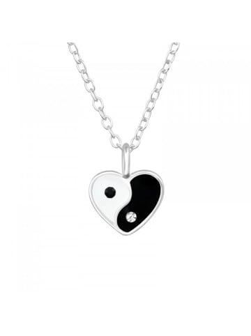 Alexander York Kette mit Anhänger YIN YANG Herz aus 925 Sterling Silber, 2-tlg.