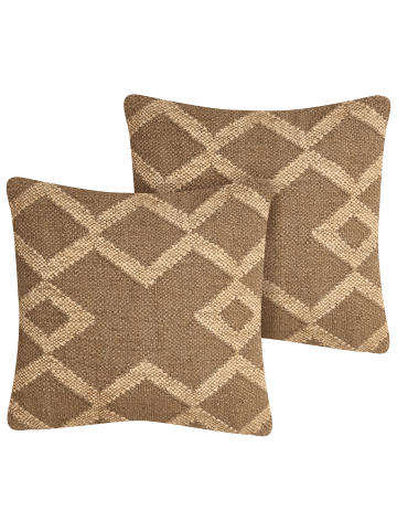Beliani 2er-Set Dekokissen GOPI in Braun/Beige