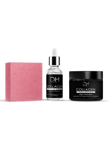 skinChemists 3tlg Dr H Kollagen Nachtcreme + Gesichtsserum + Reinigungssponge