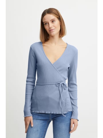 b.young Longsleeve BYRAMSEY WRAP TSHIRT - 20812838  Langarmshirt in Wickel-Optik in Blau