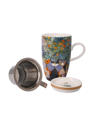 Goebel Teetasse mit Deckel und Sieb " Rosina Wachtmeister - Tempi felici " in Bunt