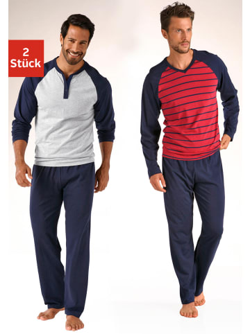LE JOGGER Pyjama in grau-meliert, rot