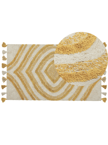 Beliani Kurzflor BINGOL in Beige/Gelb - (W) 80 x (H) 1.5 x (L) 150 cm