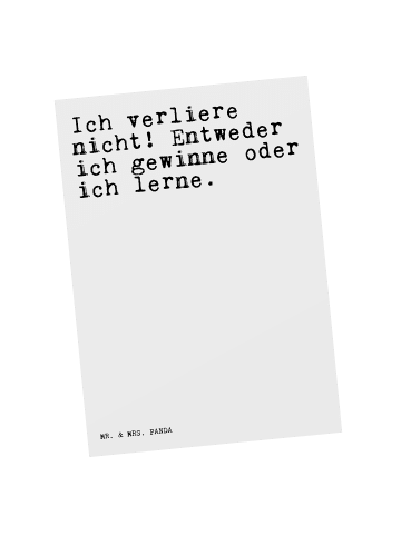 Mr. & Mrs. Panda Postkarte Ich verliere nicht! Entweder... mit S... in Weiß