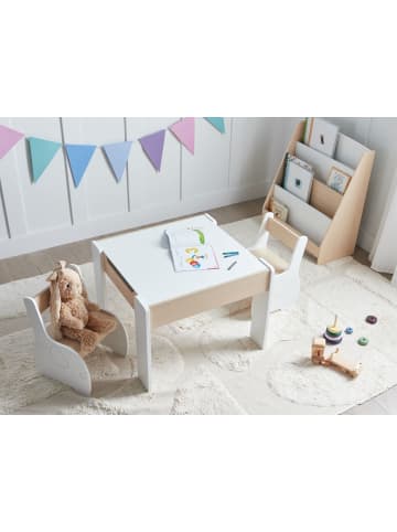 Beliani 3-tlg Esstisch Set LOYD in Weiß/Braun