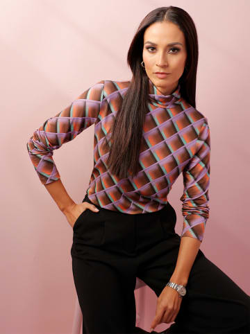 Heine Langarm-Shirt in lavendel-schoko-bedruckt