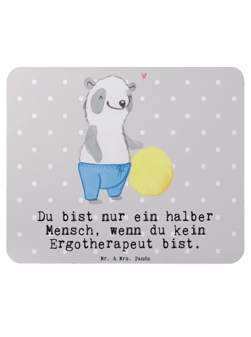 Mr. & Mrs. Panda Mousepad Ergotherapeut Herz mit Spruch in Grau Pastell