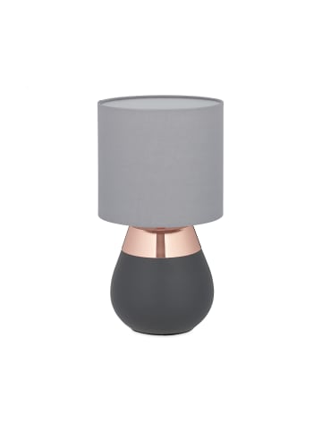 relaxdays Nachttischlampe in Grau/Kupfer - (H)32,5 x Ø 18 cm